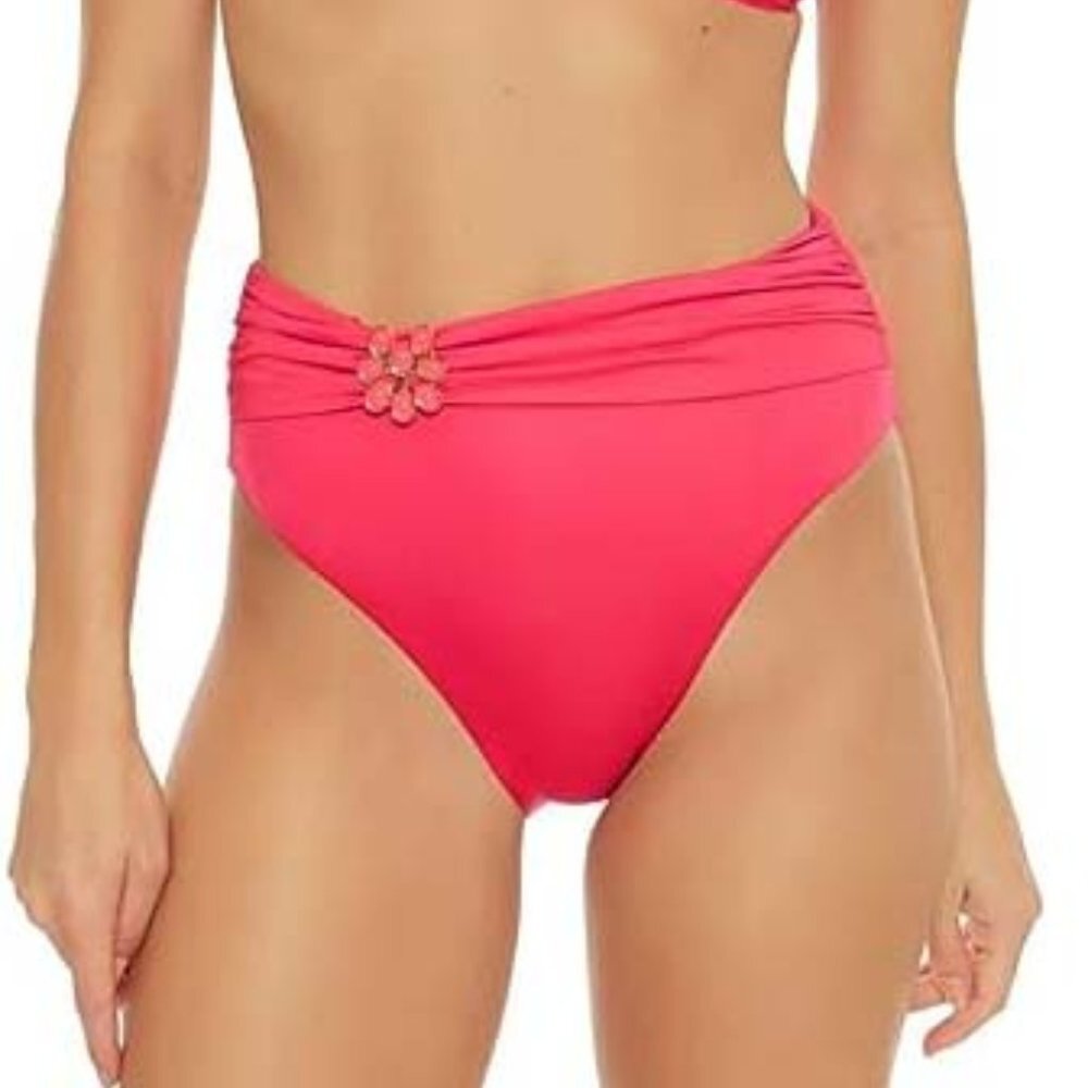 NWT Trina Turk Monaco High Waist Bikini Bottom Geranium 4